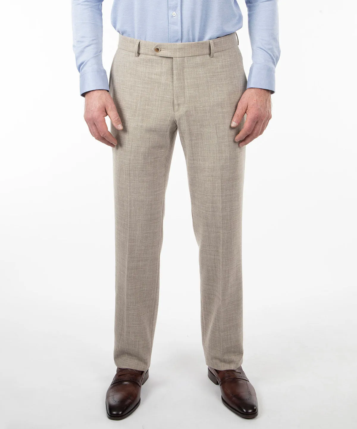 Signature Bi-Stretch Performance Linen Flat-Front Pants