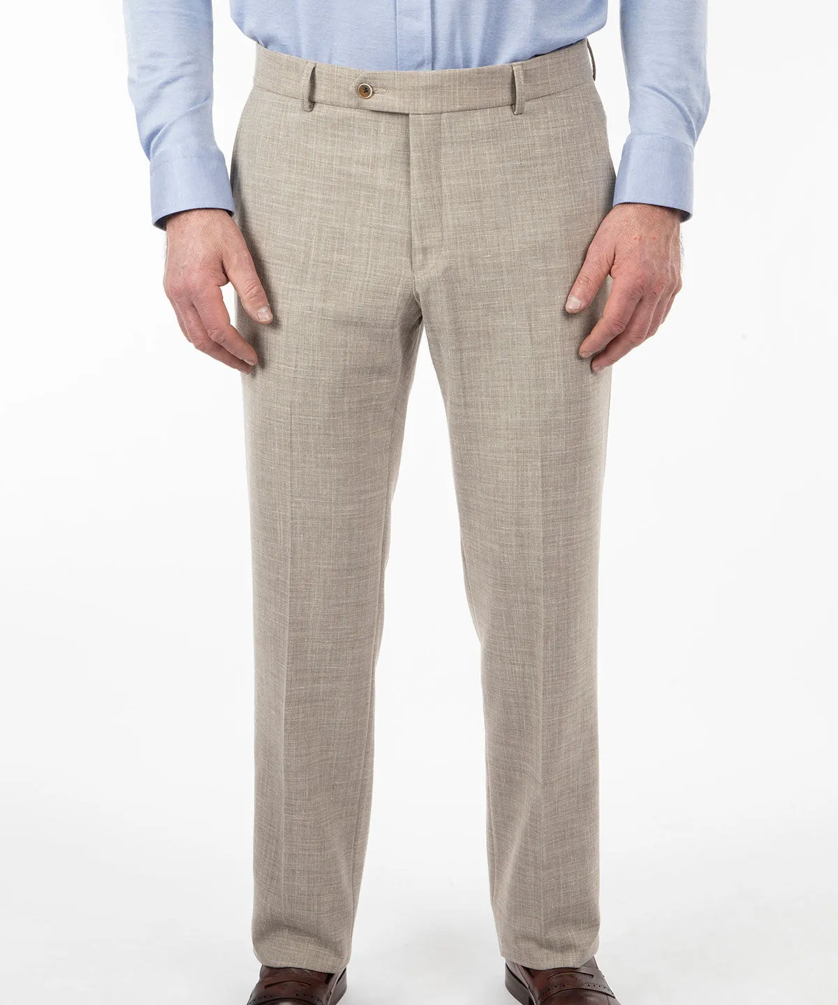 Signature Bi-Stretch Performance Linen Flat-Front Pants