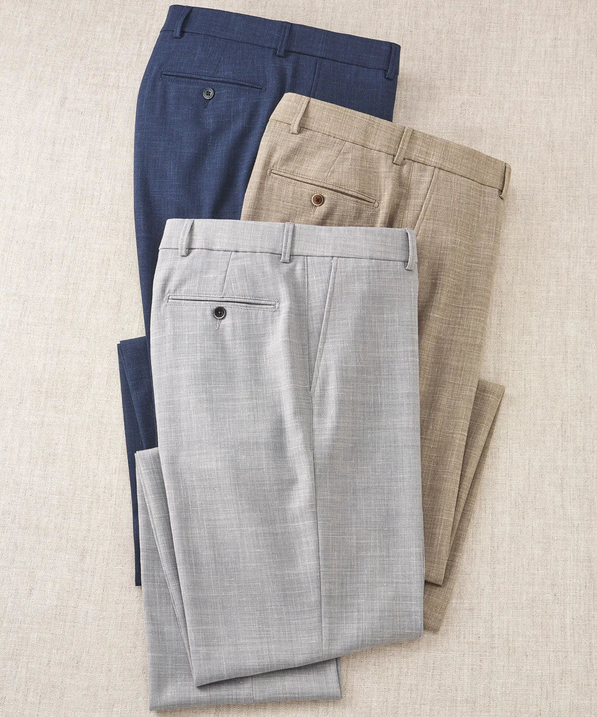 Signature Bi-Stretch Performance Linen Flat-Front Pants