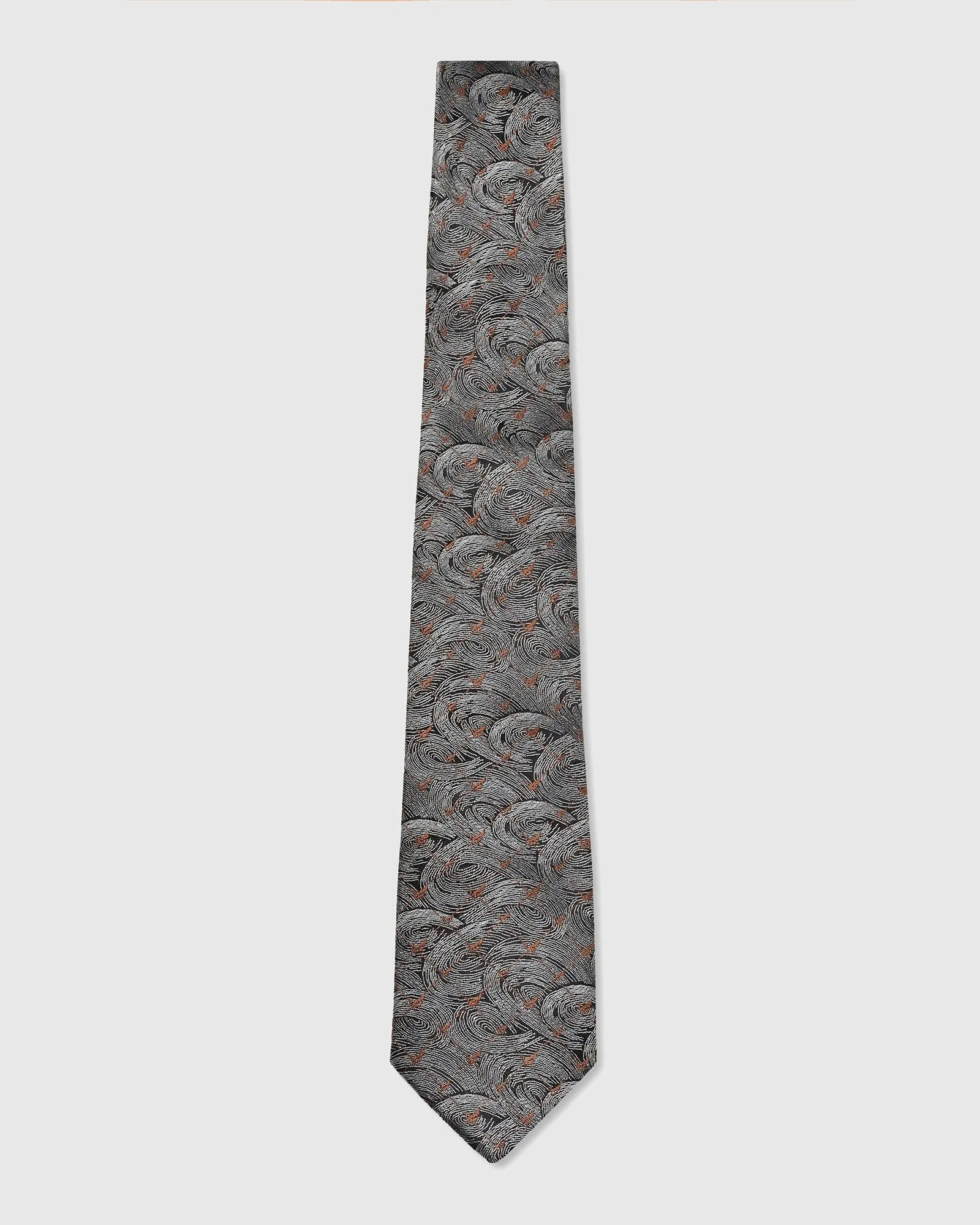 Silk Brown Printed Tie - Theo