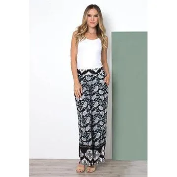 Simply Noelle Lotus Flower Palazzo Pant - White