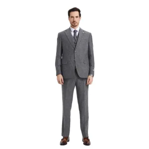 STACY ADAMS: Herringbone 3pc. Suit SM325H1