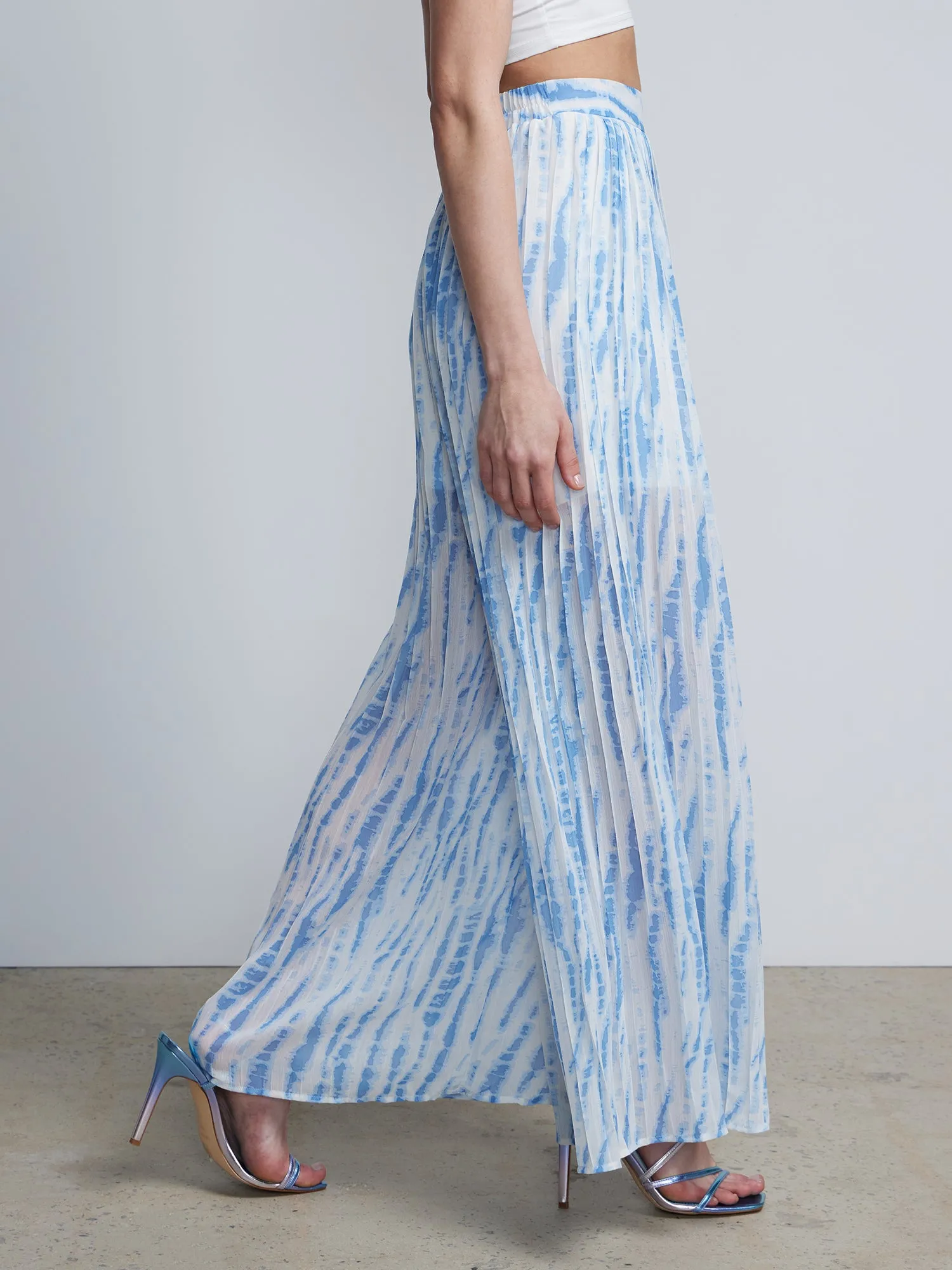 Tie Dye Pleated Wide Leg Pants