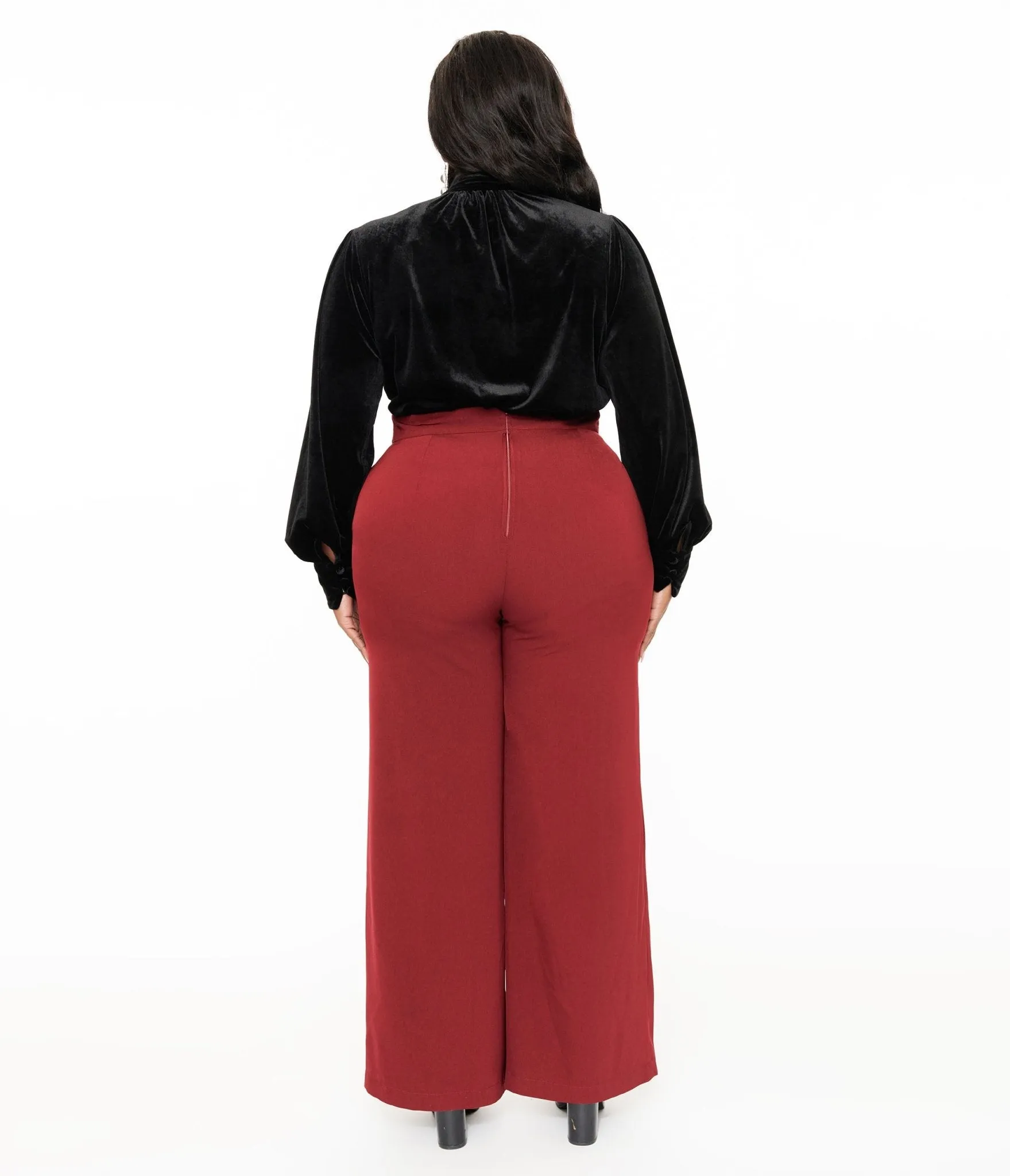 Unique Vintage Plus Size 1940s Merlot High Waist Pants