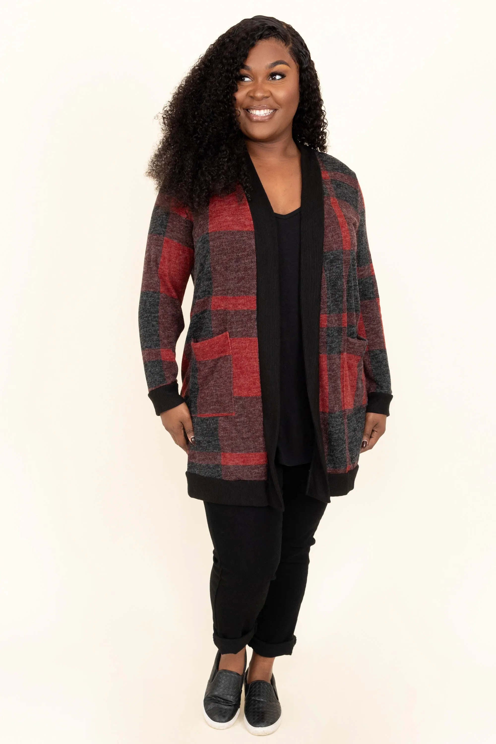 Warm By The Fireplace Cardigan, Red