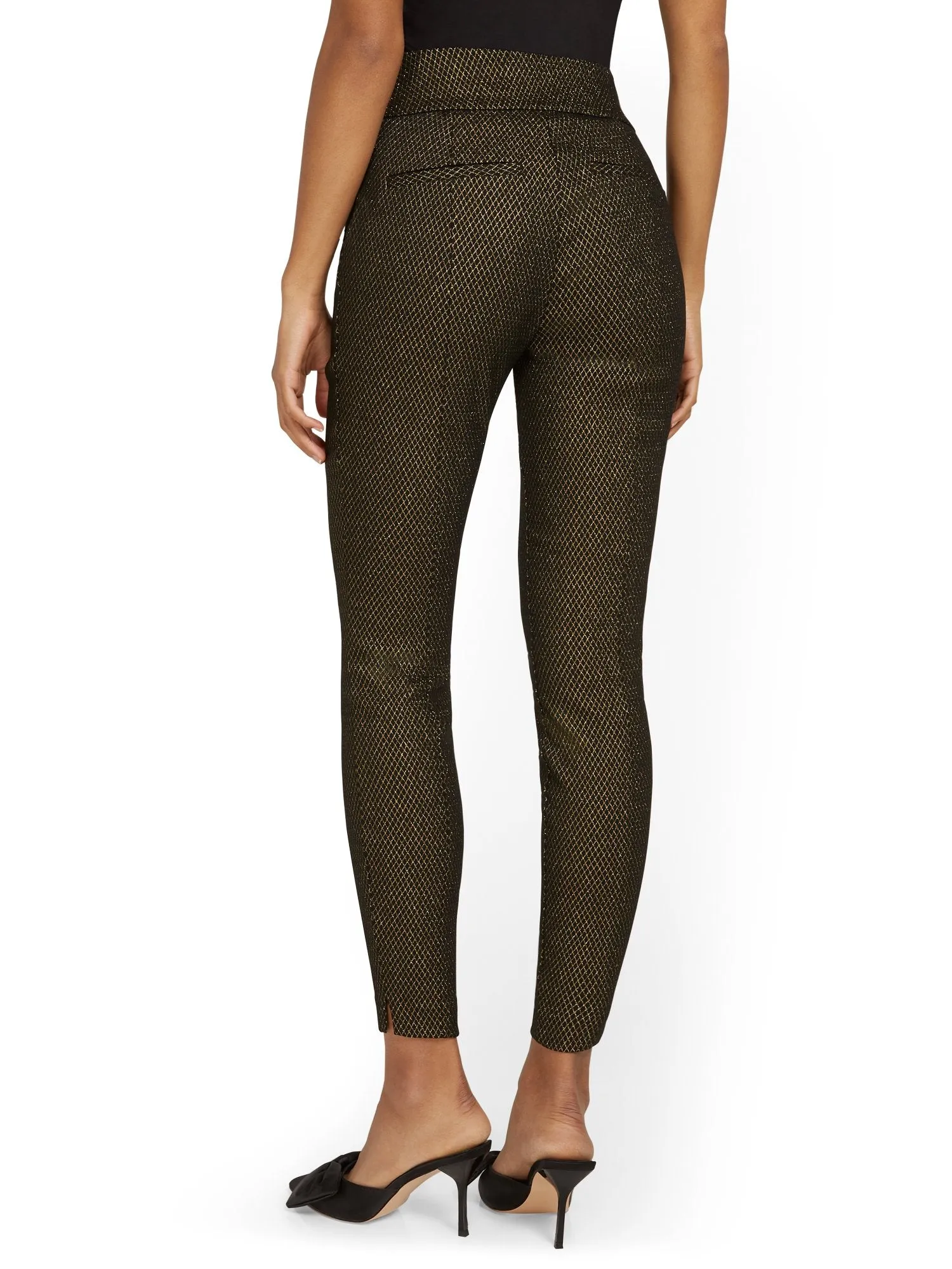 Whitney High-Waisted Pull-On Slim-Leg Pant - Metallic