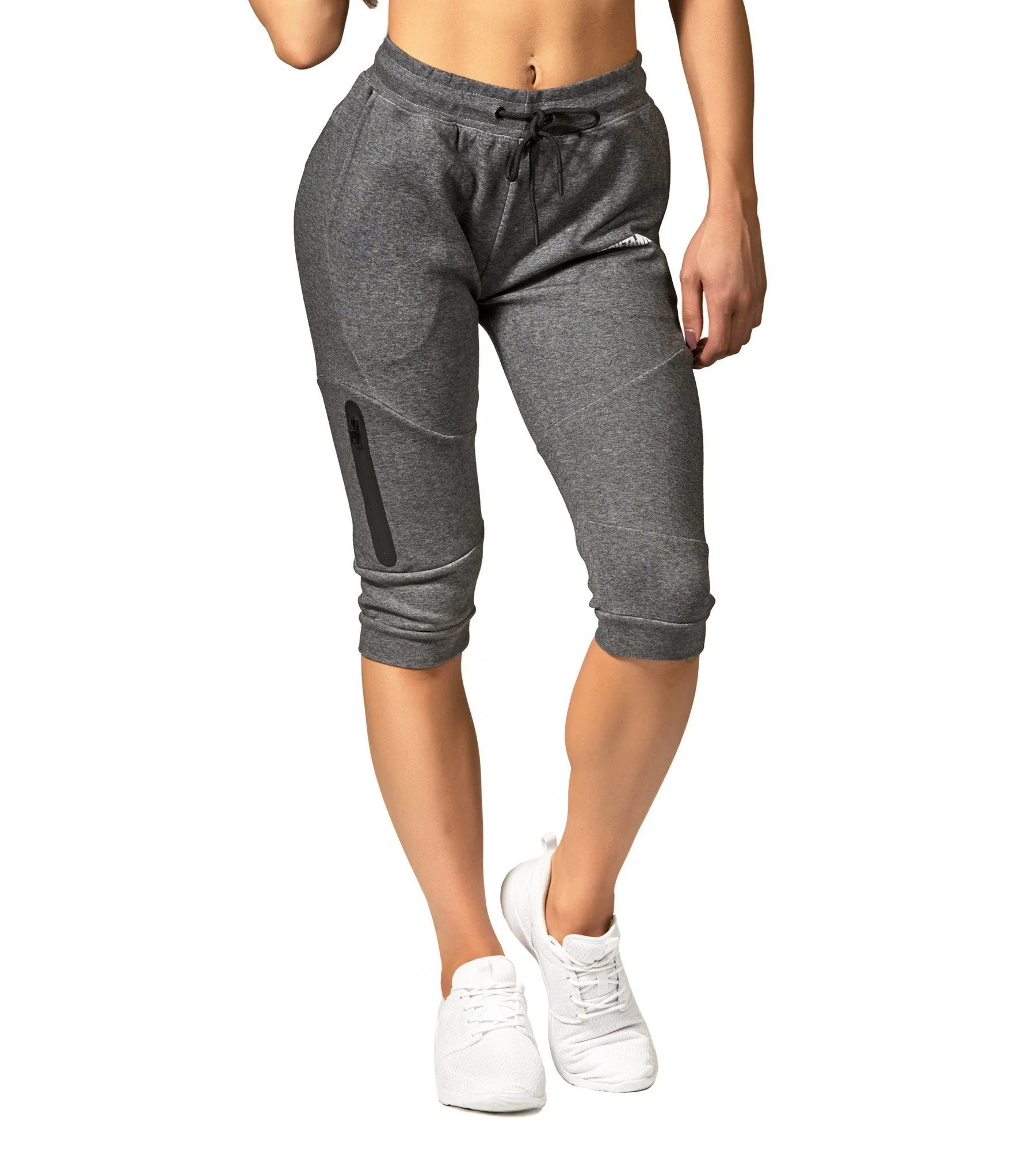 Womens Fusion 3/4 Gym Pants - Carbon Grey