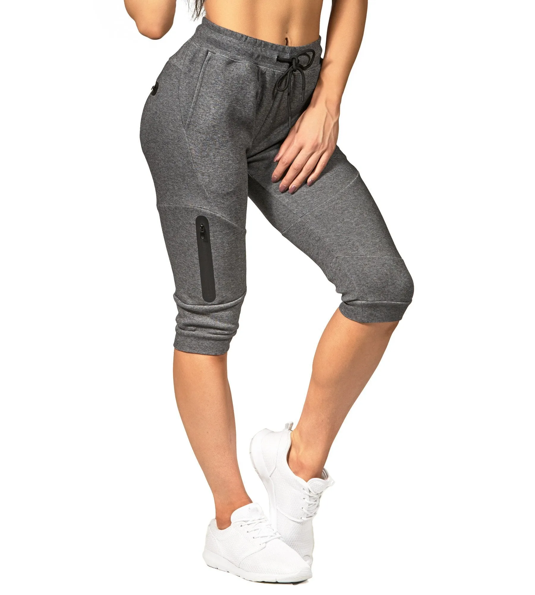 Womens Fusion 3/4 Gym Pants - Carbon Grey