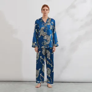 Women's Tiger Silk Pajama Set Mulberry Printed Silk Pajamas