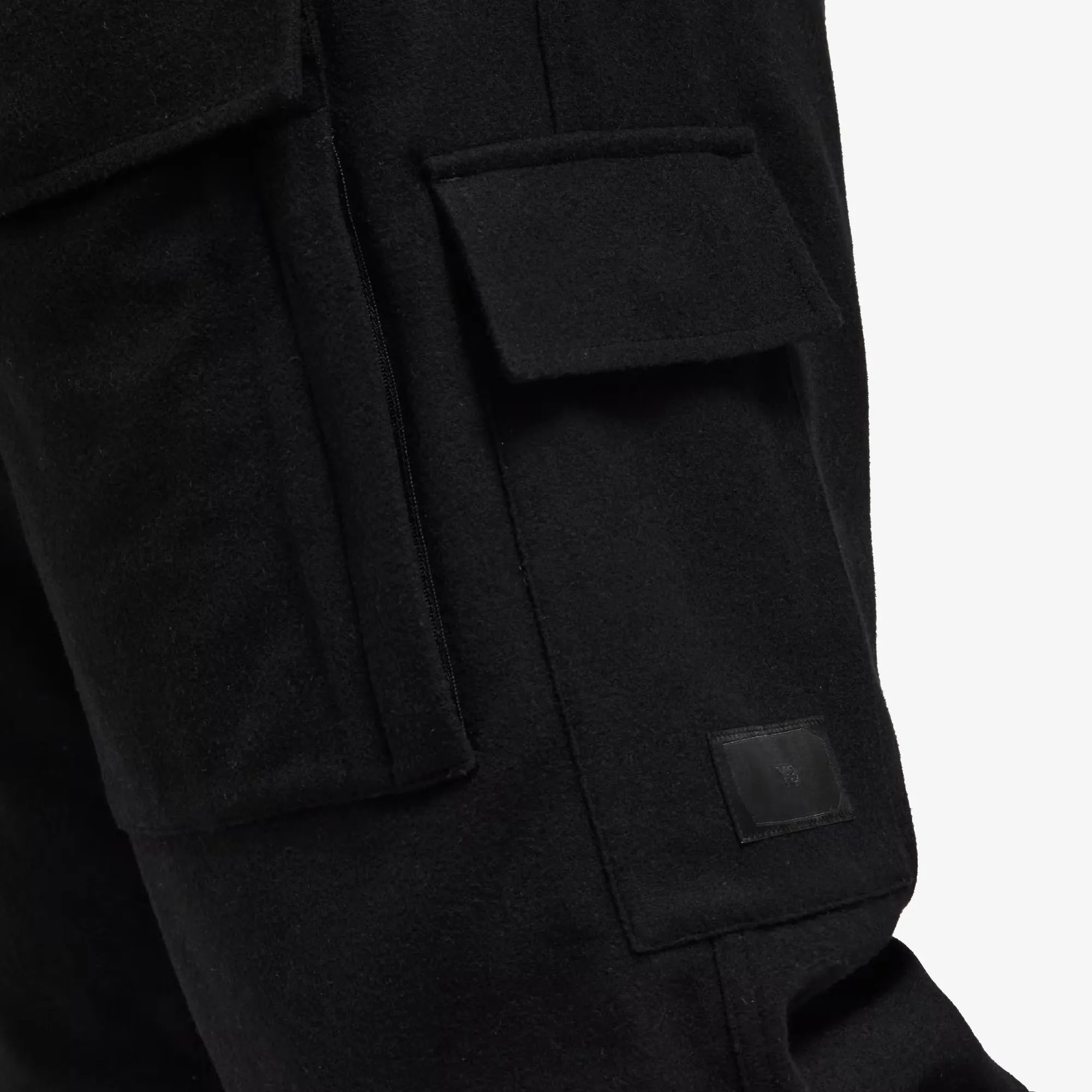 Y-3 | WOOL FLANNEL CARGO PANTS  { BLACK