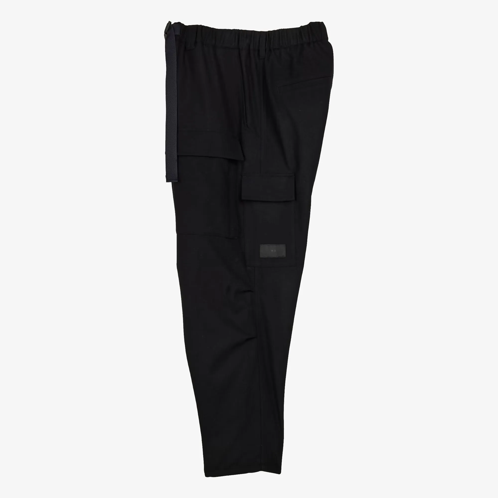 Y-3 | WOOL FLANNEL CARGO PANTS  { BLACK